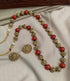 Gold Plated Long Necklace Set in coral