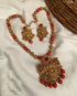 Gold Plated Long Necklace Set in coral