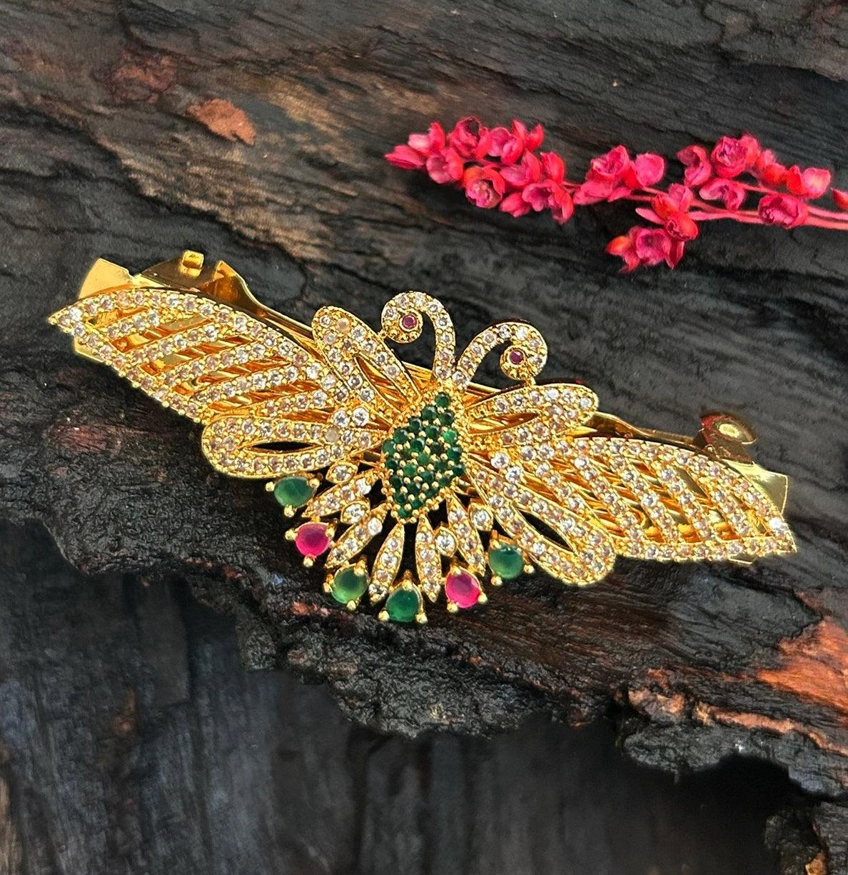 Micro Gold Finish CZ Hair Clip Hair Pin