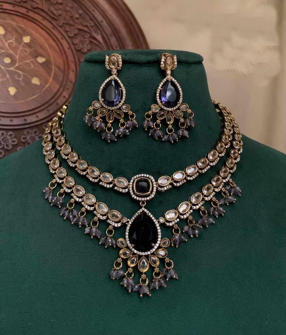 Gold Plated Premium Layered Bridal CZ Necklace Set