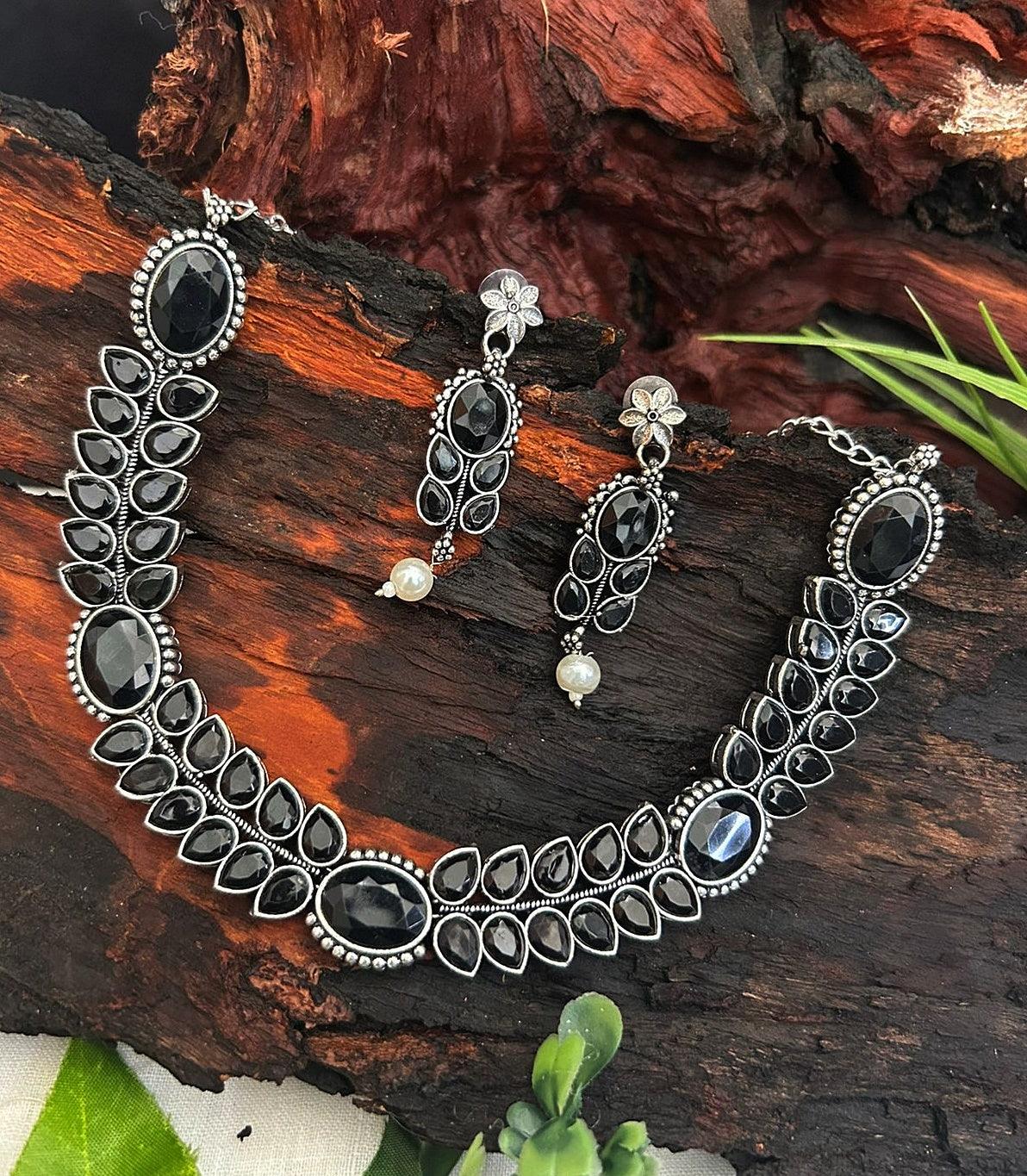 German Silver Plated oxidised Necklace set