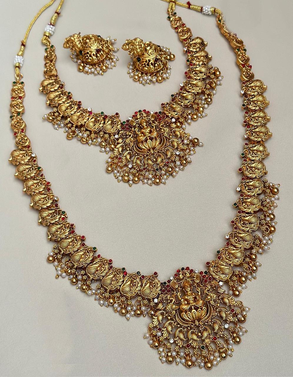 Antique Premium Gold finish Laxmi necklace Combo set