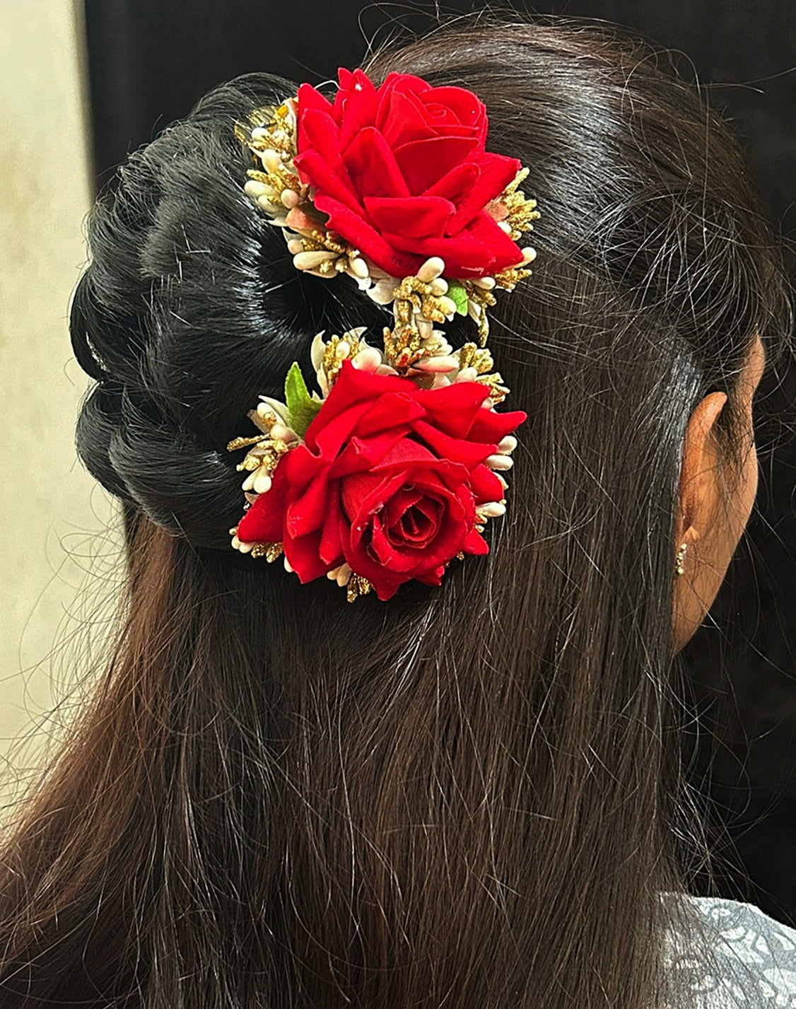 amboda bun Flower with v Pin