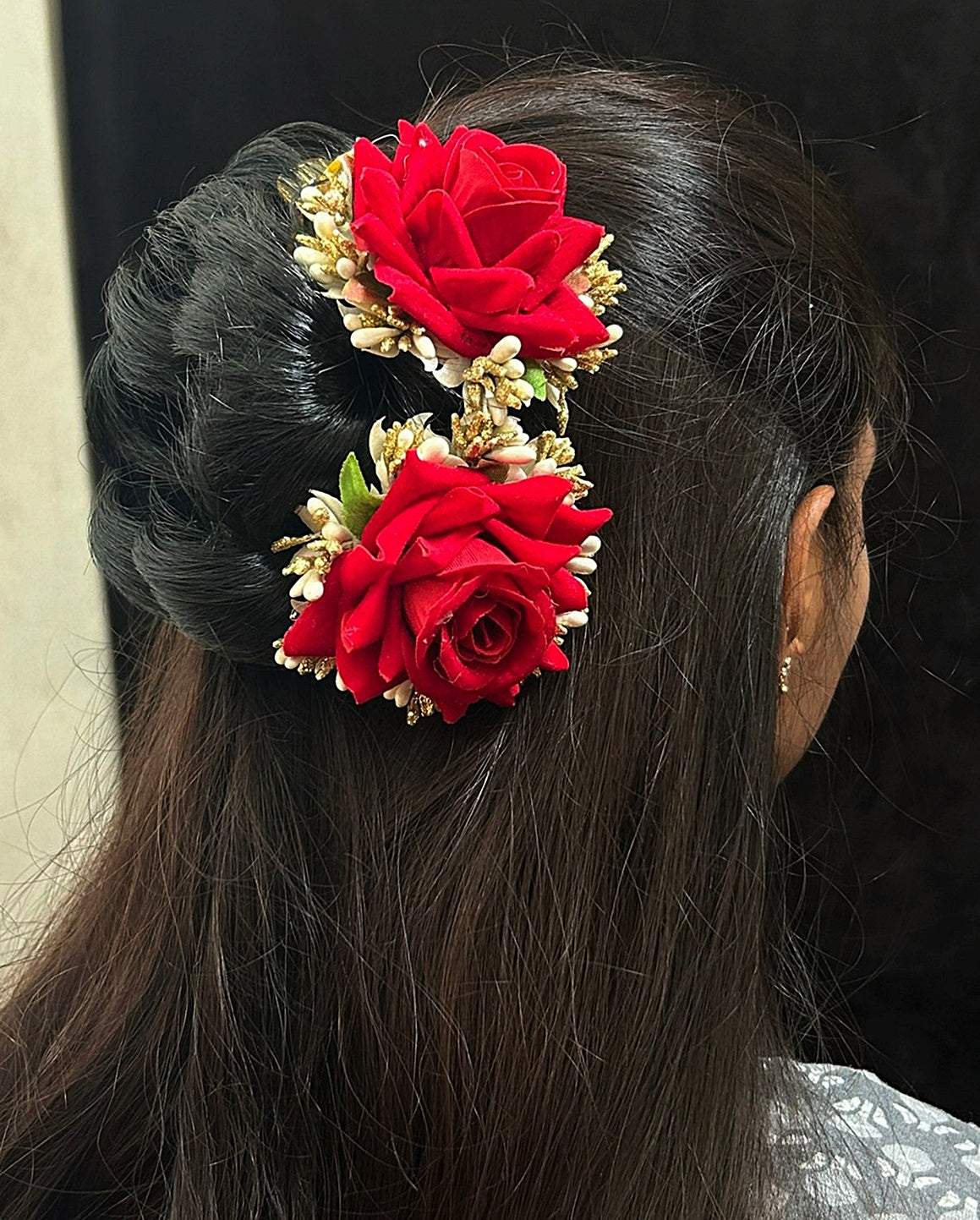 amboda bun Flower with v Pin