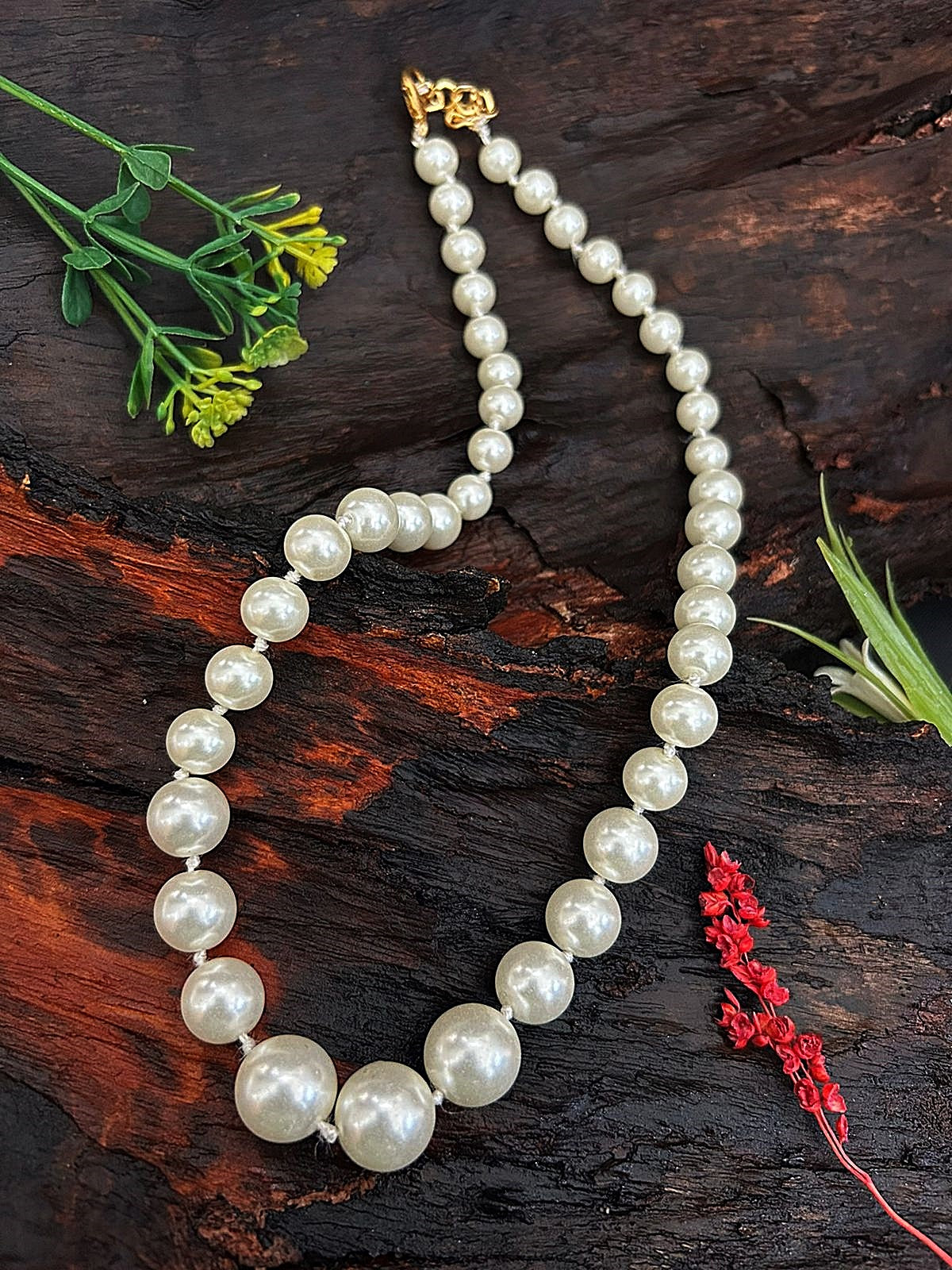 Natural Royal Shell Pearl Mala with Graduation Necklace Set