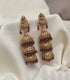 Gold plated Temple design Layered Jhumka Earrings