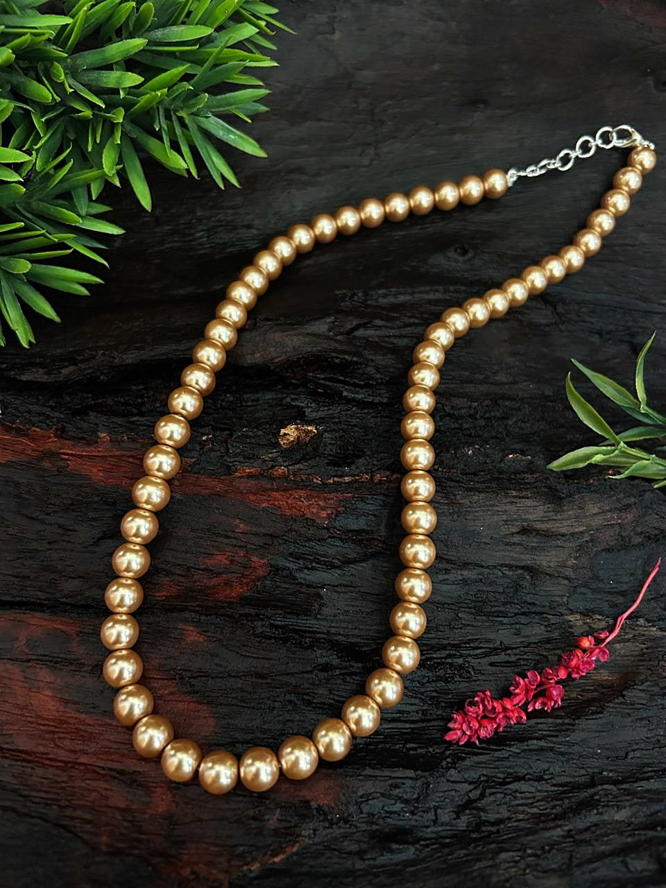 Natural Royal Shell Pearl Mala single line Necklace Set