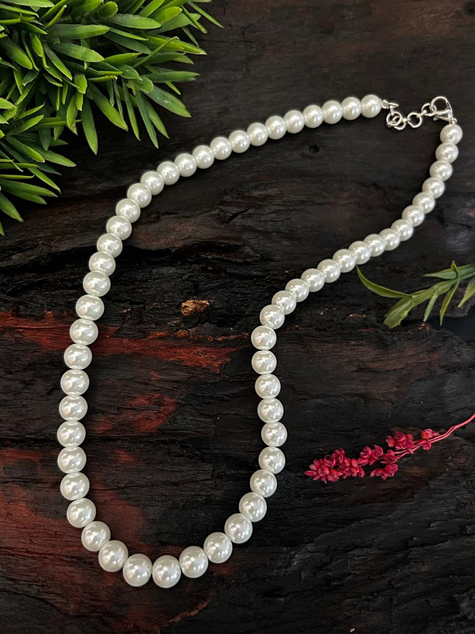 Natural Royal Shell Pearl Mala single line Necklace Set