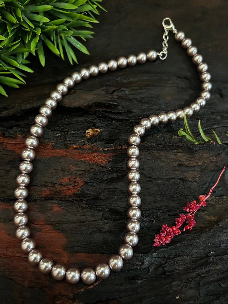 Natural Royal Shell Pearl Mala single line Necklace Set