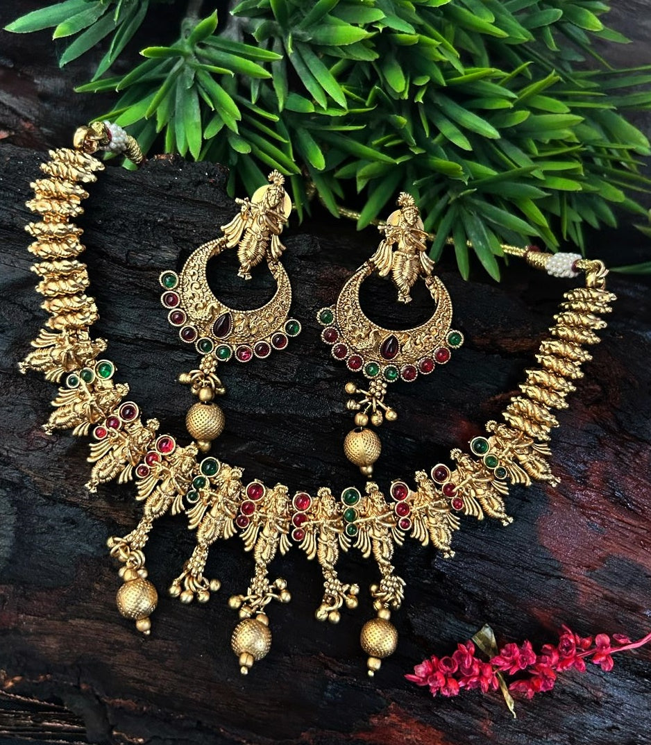 Premium Antique Gold Finish Krishna Motif