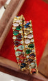 Gold Plated Multi colour cz stone Set of 2 bangles