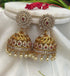 Gold Plated Real Kemp Stone Earrings Jhumka