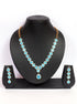 White Gold finish with Light blue stones Short AD necklace set 8928n - Griiham