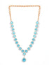 White Gold finish with Light blue stones Short AD necklace set 8928n - Griiham