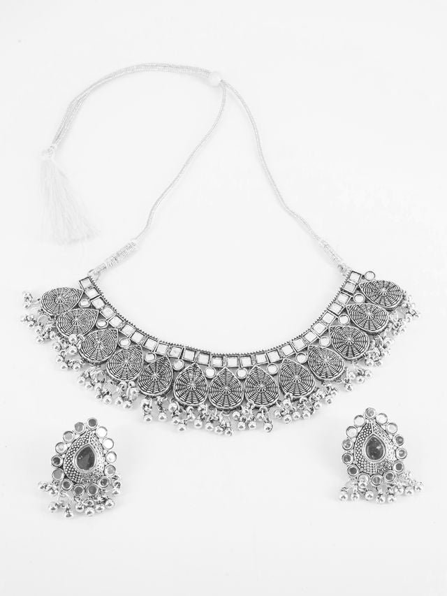 Silver Plated oxidised designer Necklace Set for Special Occasion