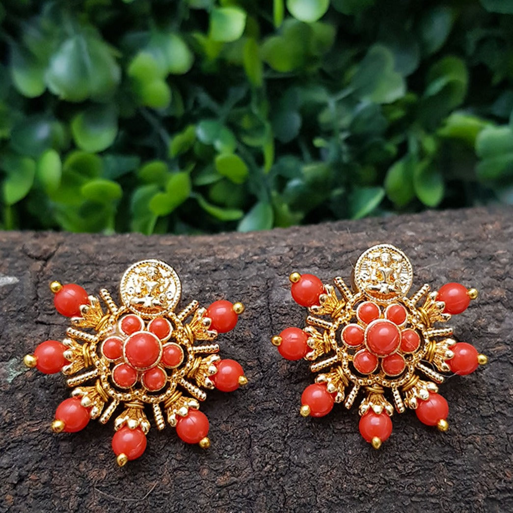 Gold finish Earring/jhumka 7854N-Jhumkas & Earrings-Griiham-Coral-Griiham